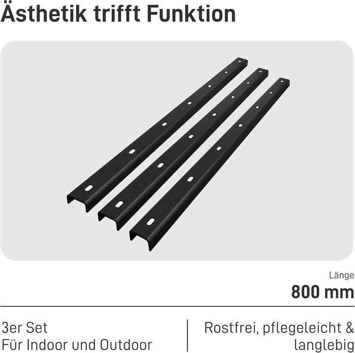 3x Gratleiste U-FORM massiver Unterzug für Tischplatten, Tischbeschlag, Unterstützungsunterzug, Vers