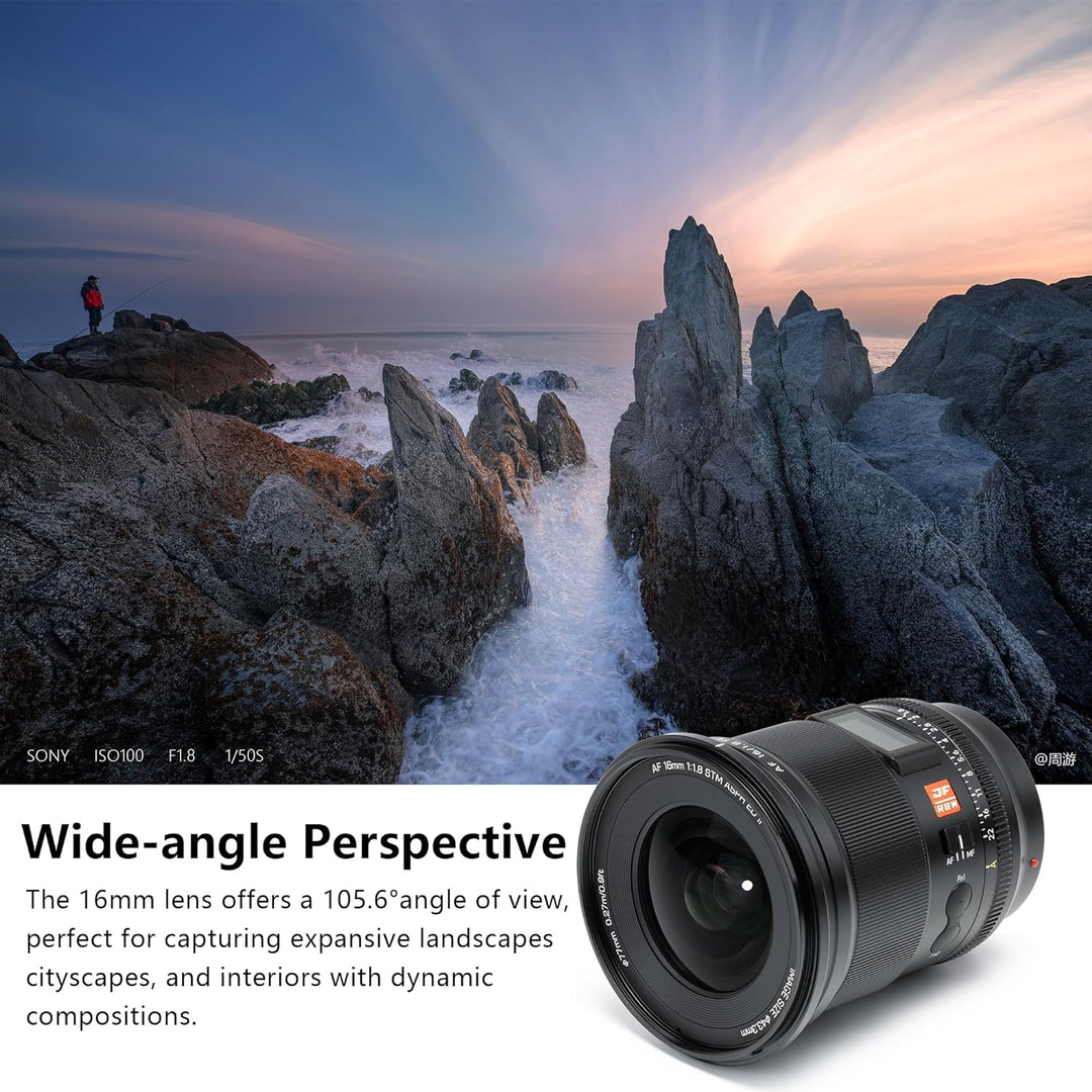 VILTROX 16mm F1,8 f/1,8 Vollbild Weitwinkel Autofokus Objektiv mit LCD Bildschirm Objektiv Kompatibe