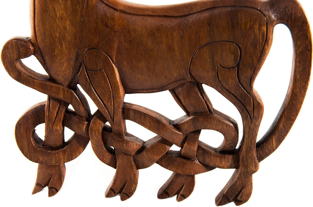 Windalf Celtic Holzbild KELTISCHER HIRSCH h: 26 cm rechts schauend Keltische Knoten Handarbeit aus H