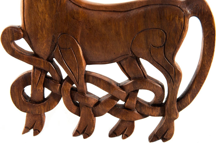 Windalf Celtic Holzbild KELTISCHER HIRSCH h: 26 cm rechts schauend Keltische Knoten Handarbeit aus H