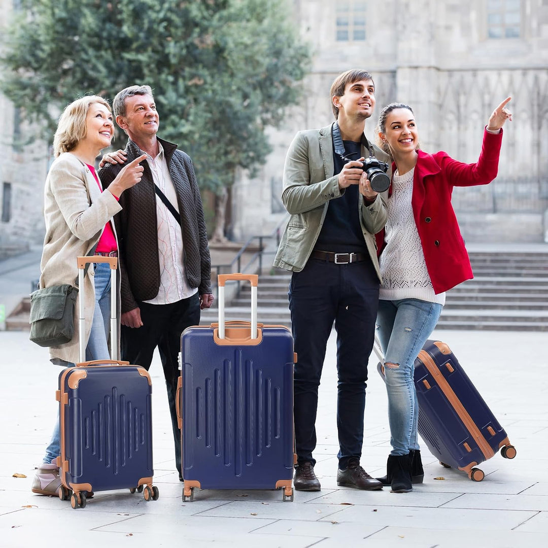 LEADZM Kofferset 3 teilig, Reisekoffer Set mit Eckenschutz, Koffer Set Hartschalen-Trolley aus ABS m