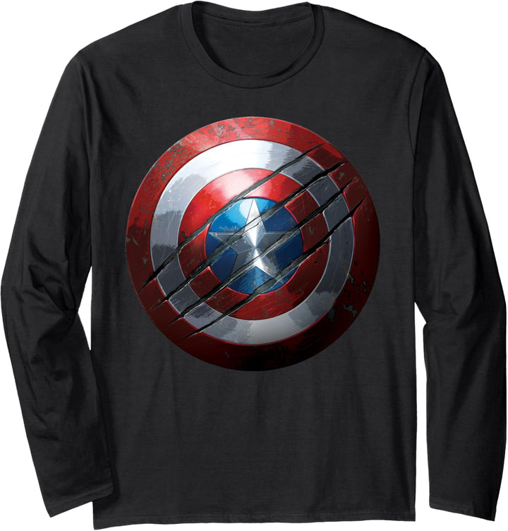 Marvel Captain America Shield with Black Panther Claw Slash Langarmshirt