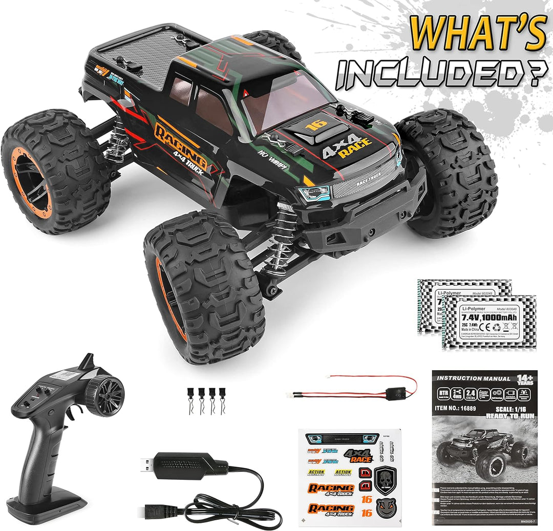 HAIBOXING Ferngesteuertes Auto 1:16 RC Monster Truck, Wasserdichter RTR All Terrain RC Auto 36 km/h,