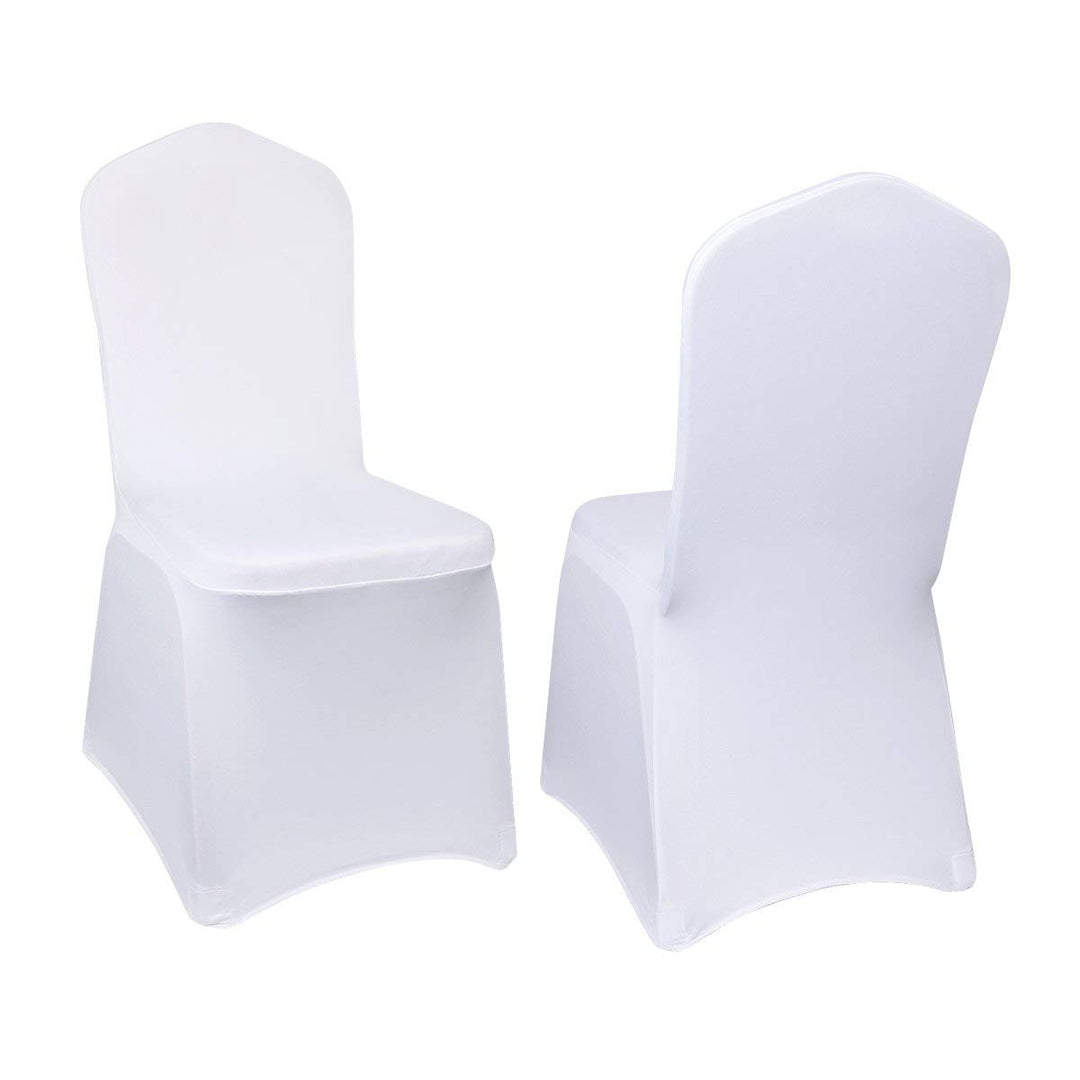 Kapwall 50 Stück weisse Stuhlhussen, Spandex, Stretch-Stuhlhussen für Hochzeit, Party und Bankett