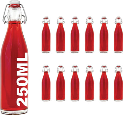 12 Stück 250 ml Bügelflaschen Bügelflasche Glasflasche mit Bügelverschluss Drahtbügel Flasche Bügelv