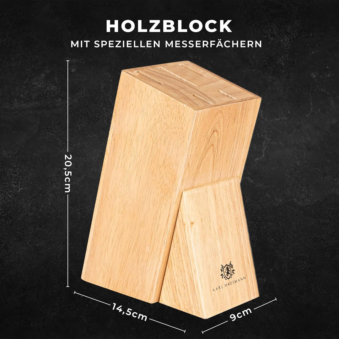 Messerset mit Messerblock - 6 Teilig Küchenmesser Set mit Block - Kitchen Knife Set - Edelstahl Mess