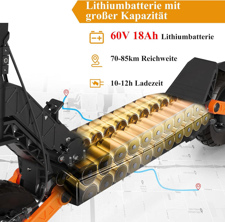 JOYOR E Scooter S Serie, Elektroroller, Fährt 40-90 Km, 48/60V 13/18/26Ah, Mit Doppelter Stossdämpfu