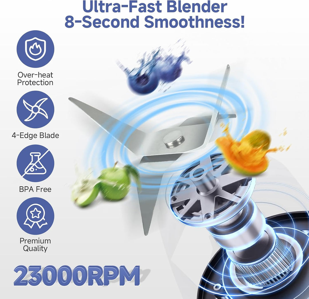 SIMPLUS Standmixer 600 ml Hellgrau, kompakter Smoothie Mixer mit 23000 U/min, 250W Küchenmixer mit 4