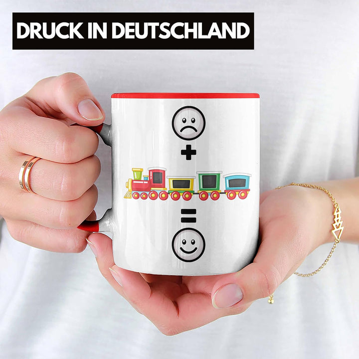 Trendation - Eisenbahn Tasse Geschenk für Eisenbahner Modelleisenbahn :(+ Eisenbahner = :) Lustige G