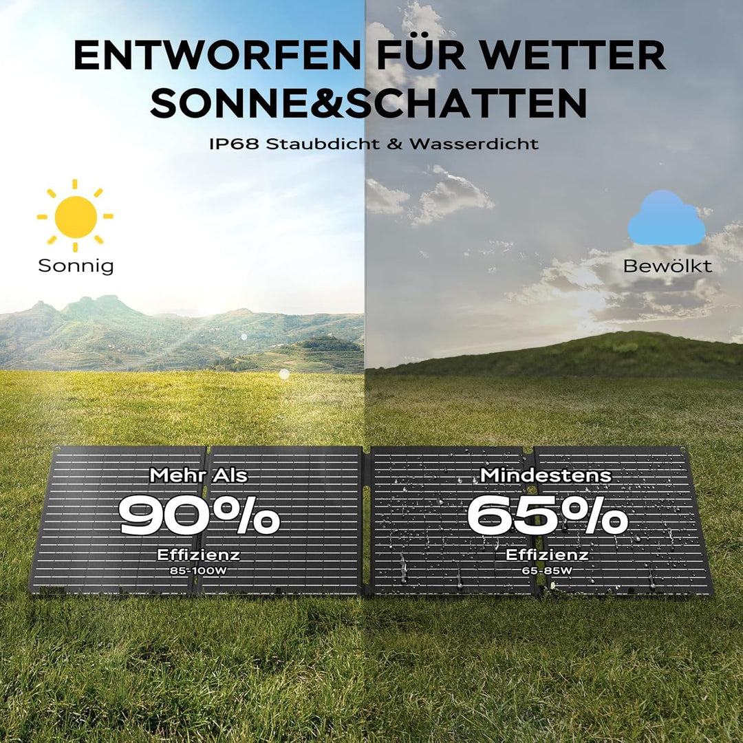 MARBERO 100W faltbares Solarpanel IP68 wasserdicht, 20V Solarladegerät für Powerstation, Typ-C,USB &