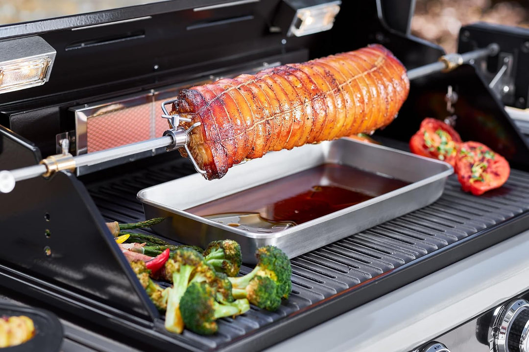 RÖSLE Premium-Drehspiess, Hochwertiger Grillspiess für RÖSLE BBQ-Stationen für VIDERO G4/G6 und MAGN