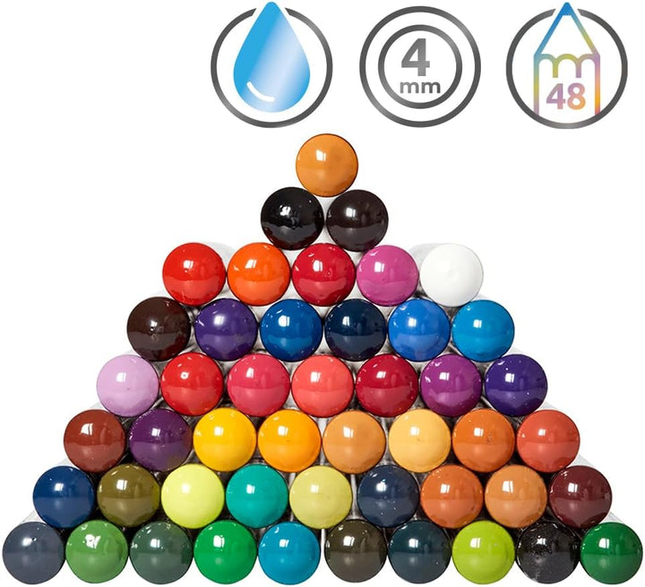 Derwent Inktense Permanent wasserlösliche Aquarellstifte, 48er Set in hölzerner Geschenkbox, 4 mm Pr