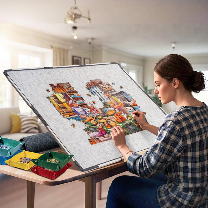 Tektalk 2000 Pieces Foldable Jigsaw Puzzle Board, Felt Puzzle Mat with Non-Slip Surface & 6 Colored