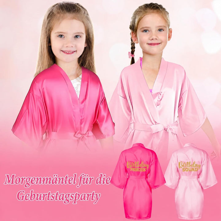 7 Stück Mädchen Geburtstags-Roben, Spa Partys Prinzessinnen-Robe, Satin-Kimono-Robe für Mädchen und