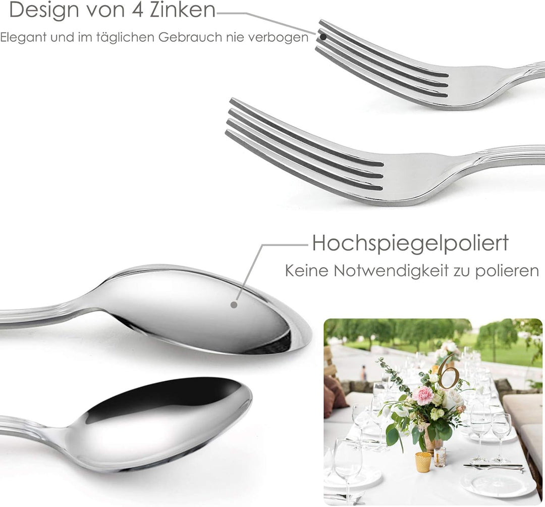 Homikit Besteck Set, Besteckset 30 teilig für 6 Personen mit Messer Gabel Löffel, Edelstahl poliert
