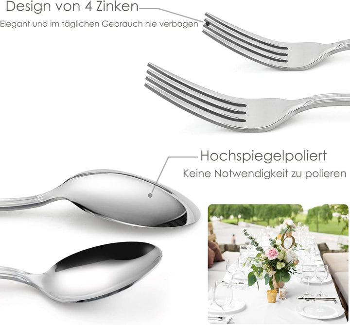 Homikit Besteck Set, Besteckset 30 teilig für 6 Personen mit Messer Gabel Löffel, Edelstahl poliert