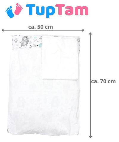 TupTam Baby Wickelauflage inkl. 2 Frotteebezügen ANK019, Farbe: Bären/Füchse/Mint, Grösse: 76 x 76 c