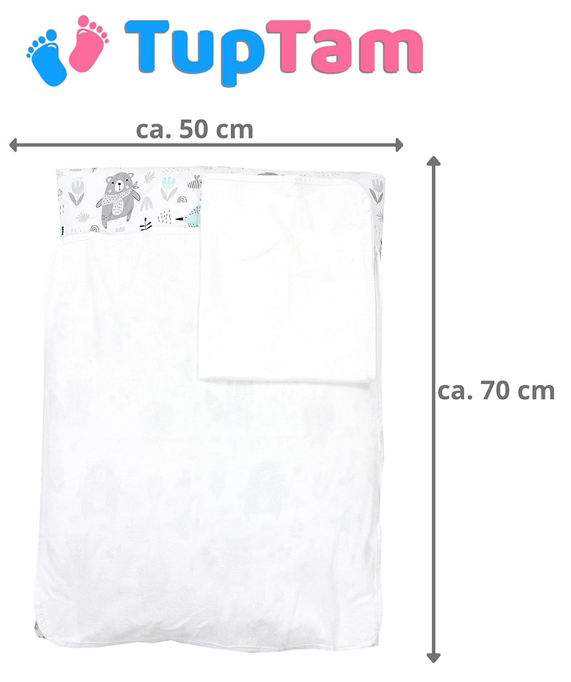 TupTam Baby Wickelauflage inkl. 2 Frotteebezügen ANK019, Farbe: Bären/Füchse/Mint, Grösse: 76 x 76 c