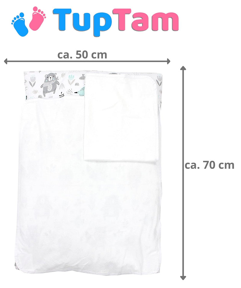 TupTam Baby Wickelauflage inkl. 2 Frotteebezügen ANK019, Farbe: Bären/Füchse/Mint, Grösse: 70 x 50 c