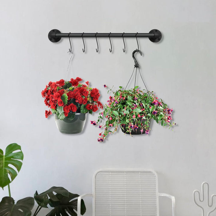 54,9 cm Topf-/Pfannenständer, Wandmontage, Set mit 2 Stück mit 16 Haken, industrielle Pfannenaufhäng