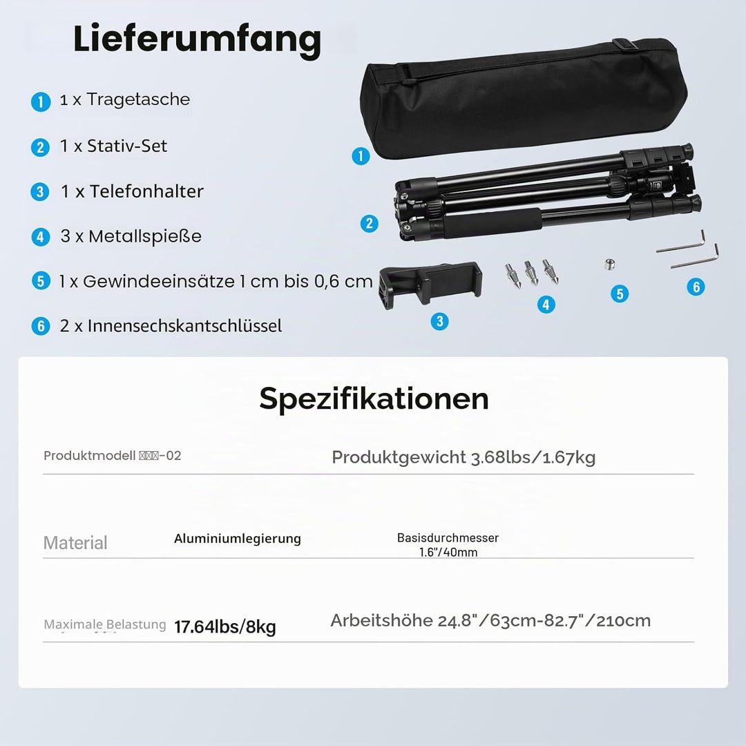 SIRUI APT-02 Stativ Kamera Einbeinstativ 2-in-1, 200 cm höhenverstellbar, mit 360° Kugelkopf, max. T
