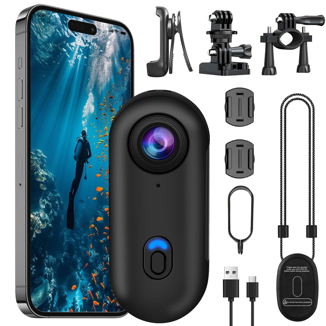 OBEST Mini Action Cam 4K mit Bildstabilisierung Action Kamera Wasserdicht | Bodycam Körperkamera, Ta