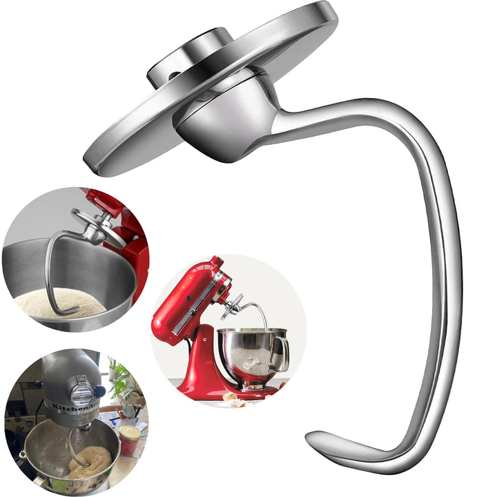 HOMGEN Knethaken für Kitchenaid 4.5/5QT Edelstahl Knethaken spülmaschinenfest für Kitchen Aid Standm