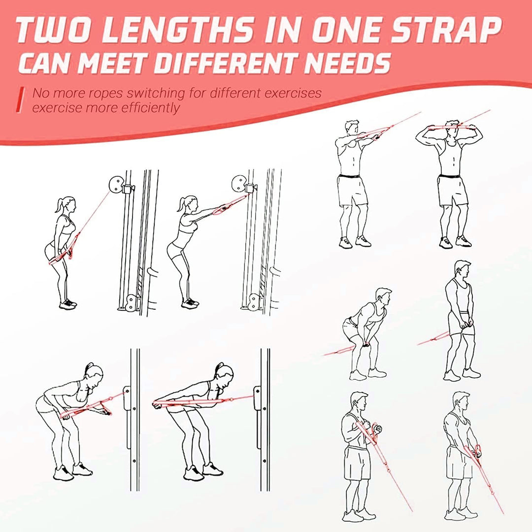 Tricep Rope Cable Attachment (Two Lengths Built in One) Greater Range of Motion,Tricep Pull Down Rop