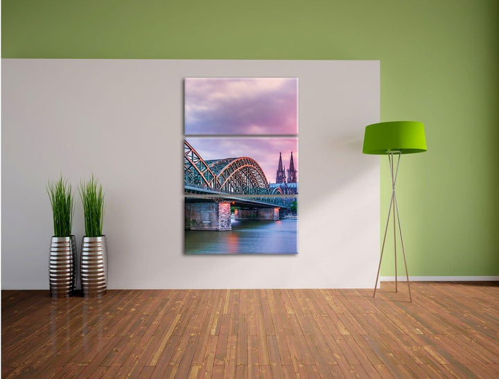 Pixxprint Hohenzollernbrücke in Köln als Leinwandbild/Grösse: 3 Teilig (120x80 cm) cm/Wandbild/Kunst