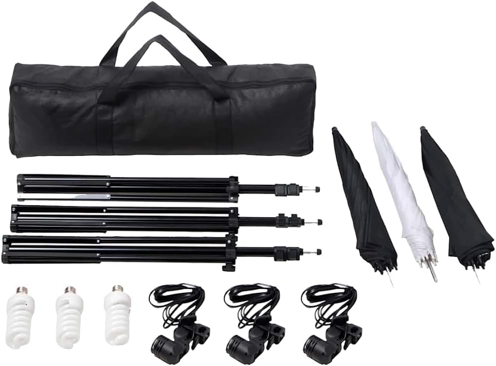 vidaXL Fotostudio Set 24 W Studioset Studiolampe Studioleuchte Stativ Schirm 190041, 190041