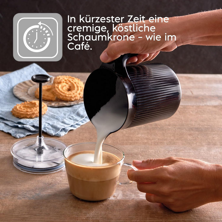 Snips | Cremix - Milchaufschäumer manuell | Farbe Schwarz - Black | 0,50 L | 10 x 14,50 x 15,30 cm |