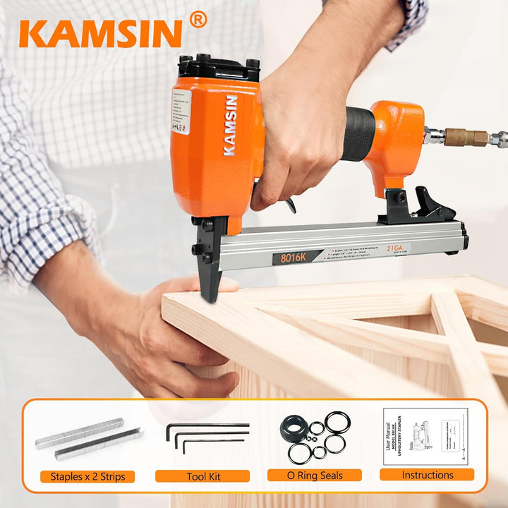 KAMSIN 8016K Pneumatischer Polsterhefter 21 Gauge Typ 80 Polsterhefter, 12,8 Krone, 6–16 mm Länge fü