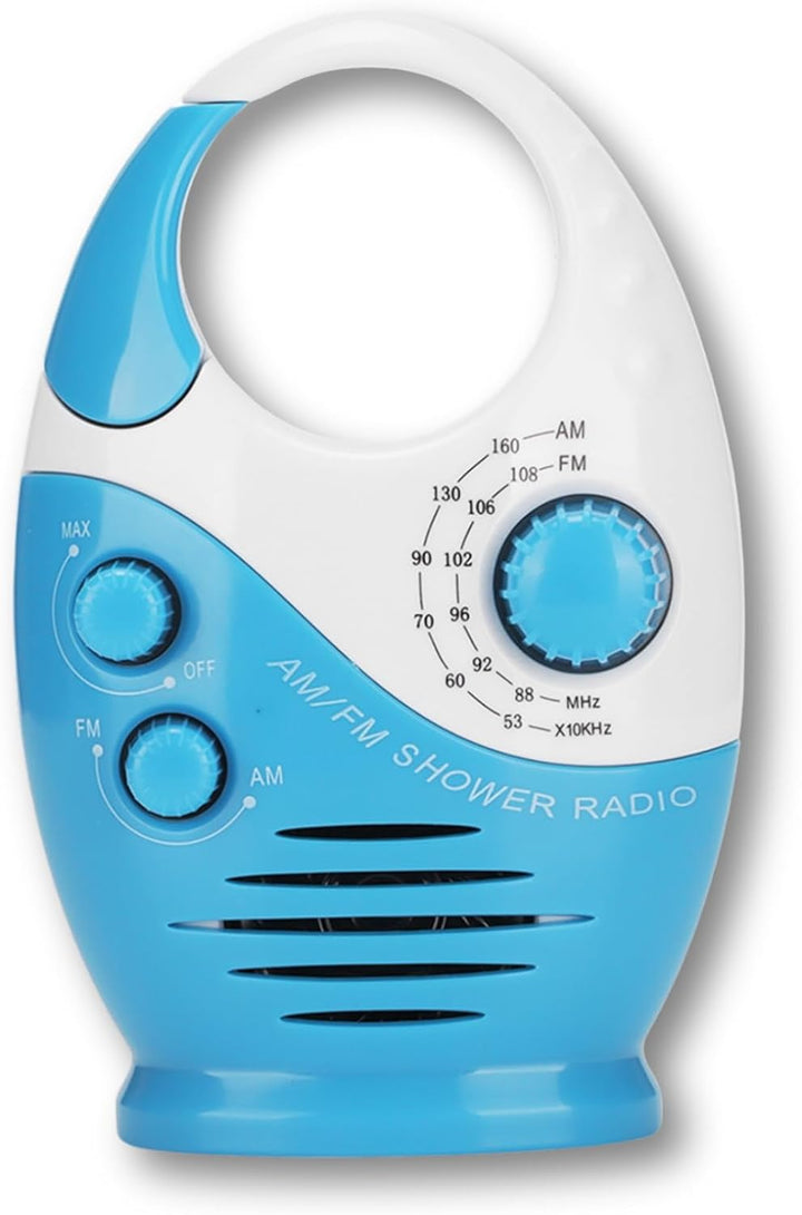Sxhlseller Tragbares Radio, Hakentyp Blau AM FM Radio Batteriebetriebenes, Wasserdichtes Duschradio