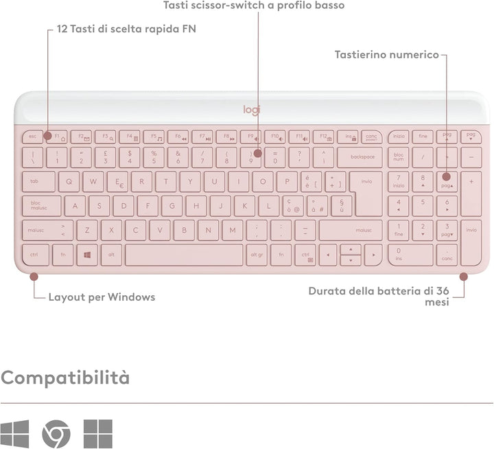 Logitech MK470 Slim Combo Kabelloses Tastatur-Maus-Set - Modernes, kompaktes Layout, Extrem leiser,