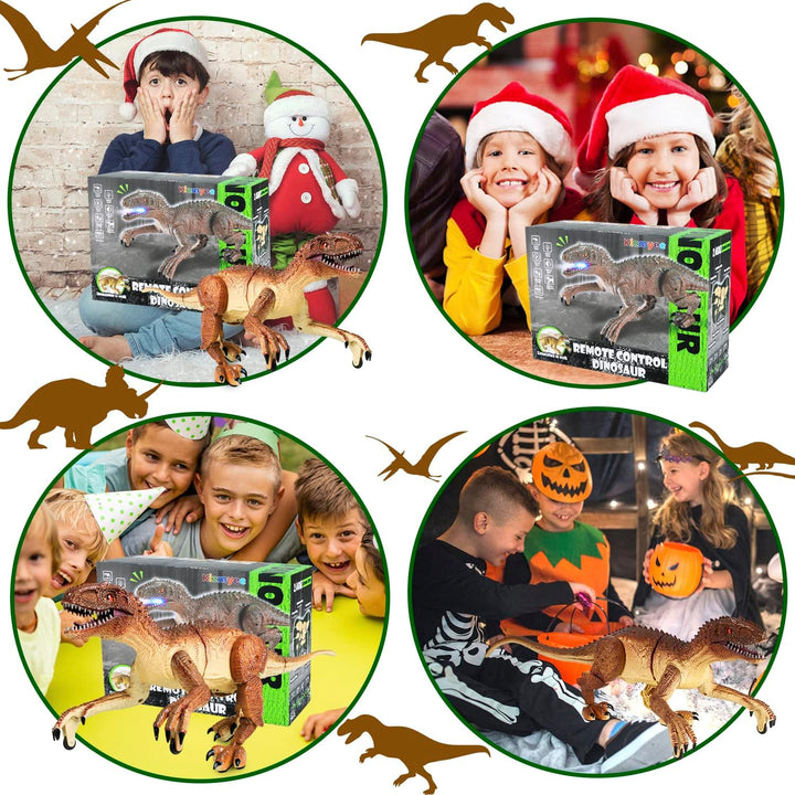 Kizmyee Dinosaurier Spielzeug, Dino Ferngesteuertes Velociraptor für Kinder, Realistische Gehbewegun