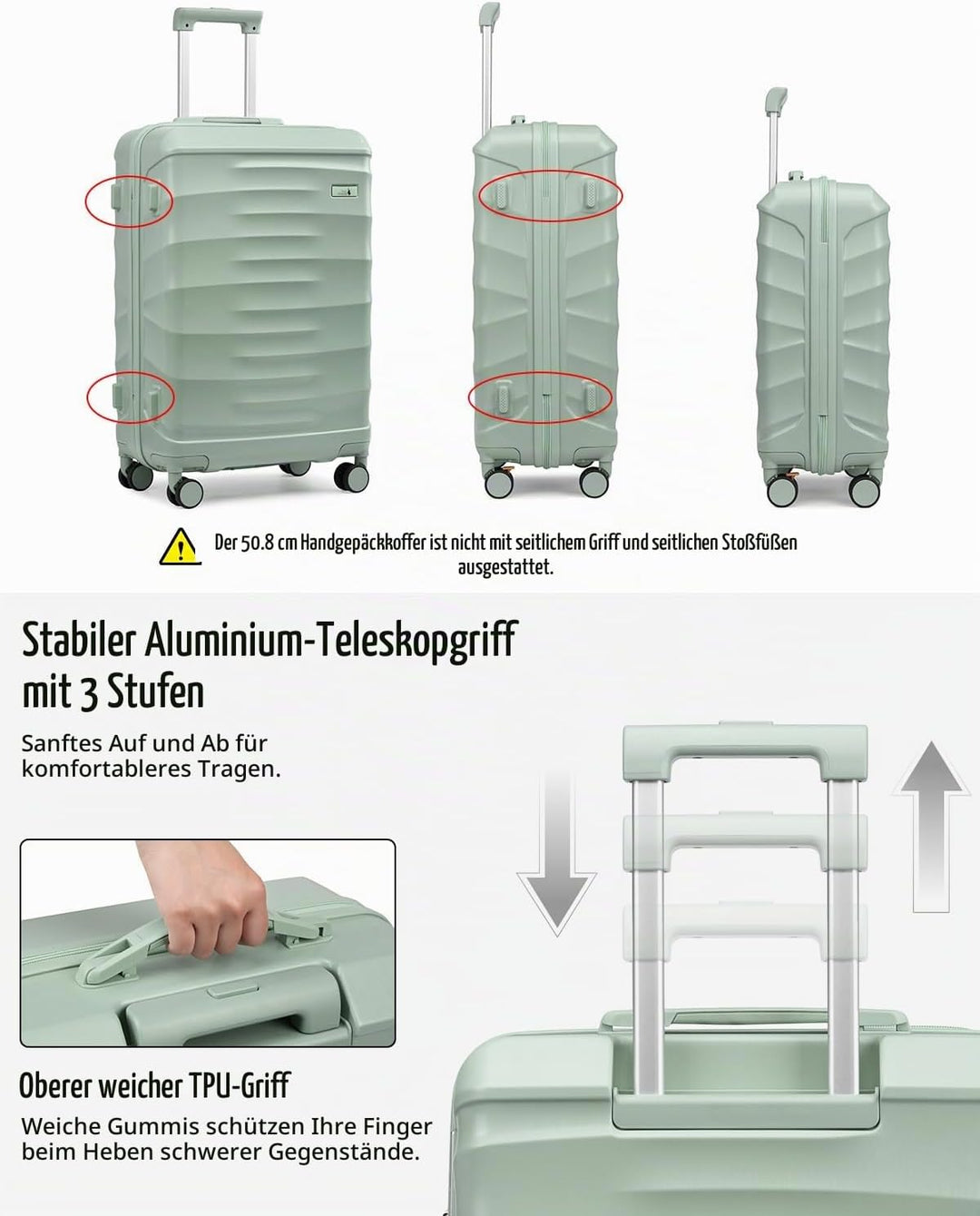 Sea choice Reisekoffer Set 5 Teilig ABS Hartschale Trolley Kofferset Gepäckset Grosse Kapazität Hand