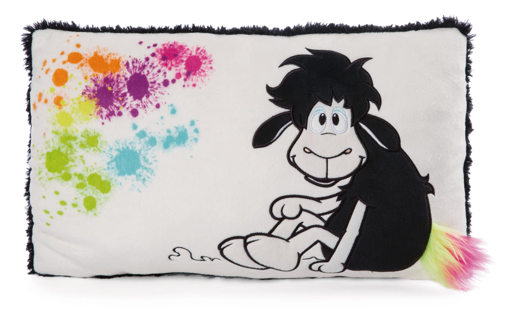 NICI 48254 Kissen schwarzes Schaf Jerome ca 43x25cm Comic Wolf Ulvy & Friends, Schwarz