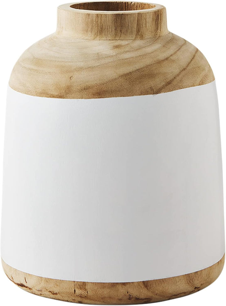 Mud Pie Natural/White Paulownia Vase, 12" x 10"