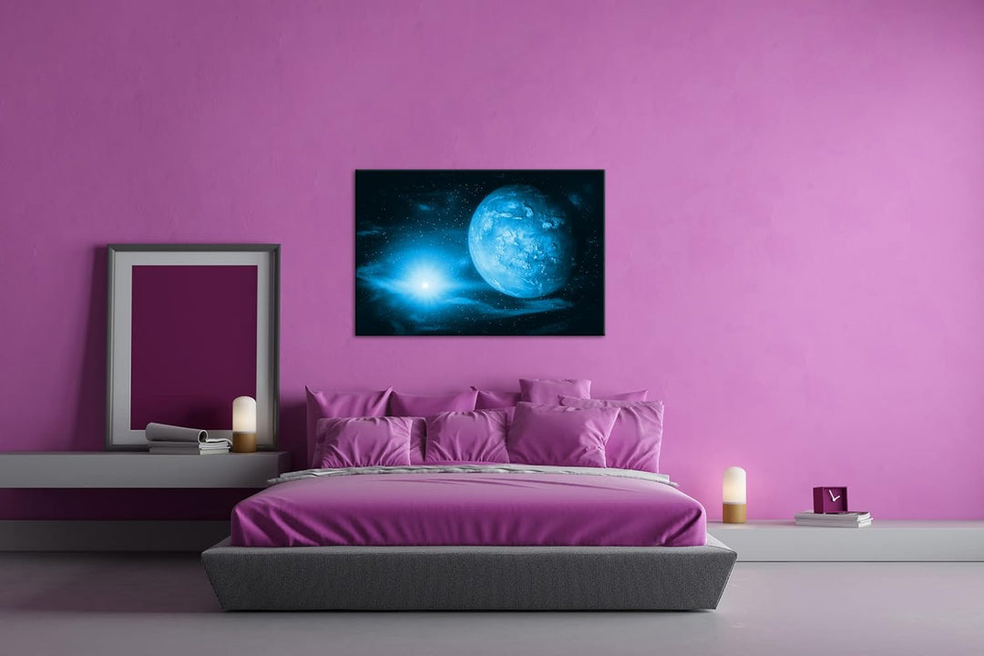 deyoli Dark Planet Mars in unserem Sonnensystem Format 80x60 Effekt: Monocrome Blau als Leinwandbild