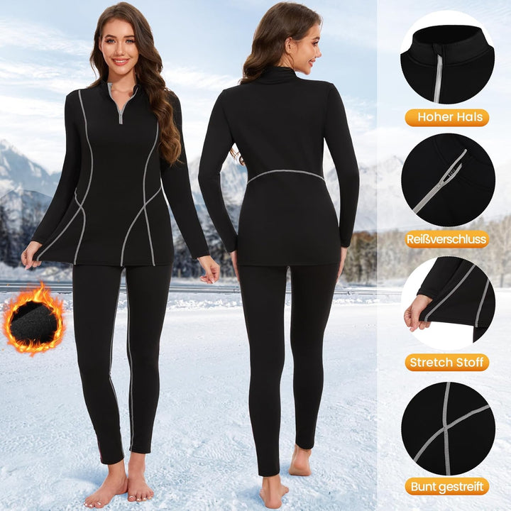 SIMIYA Thermounterwäsche Damen, Skiunterwäsche Funktionsunterwäsche Set Extra Warm und Atmungsaktiv