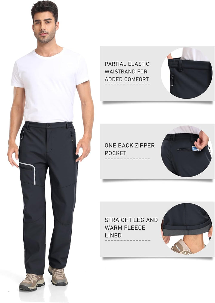 MoFiz Herren Wanderhose Warm Gefüttert Outdoorhose Wasserdicht Skihose Softshellhose Winddicht Arbei