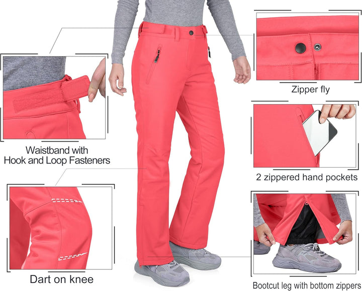 33,000ft Damen Skihose Outdoorhose Wasserdicht Winddichte Softshellhose Warme Gefütterte Trekkinghos