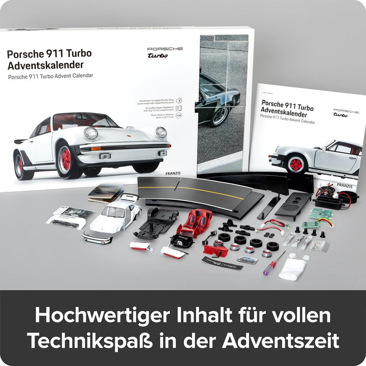 FRANZIS 67322 - Porsche 911 Turbo Adventskalender, Modellbausatz 1:24