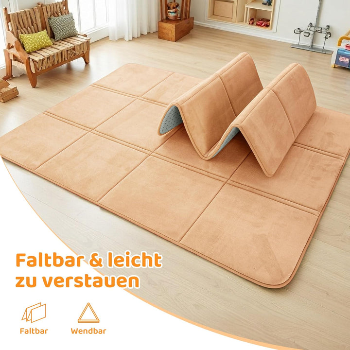 BYBYME 3cm Dicke Faltbare Krabbelmatte Baby, 80x150cm Spielmatte mit Rutschfester Unterseite, Weiche