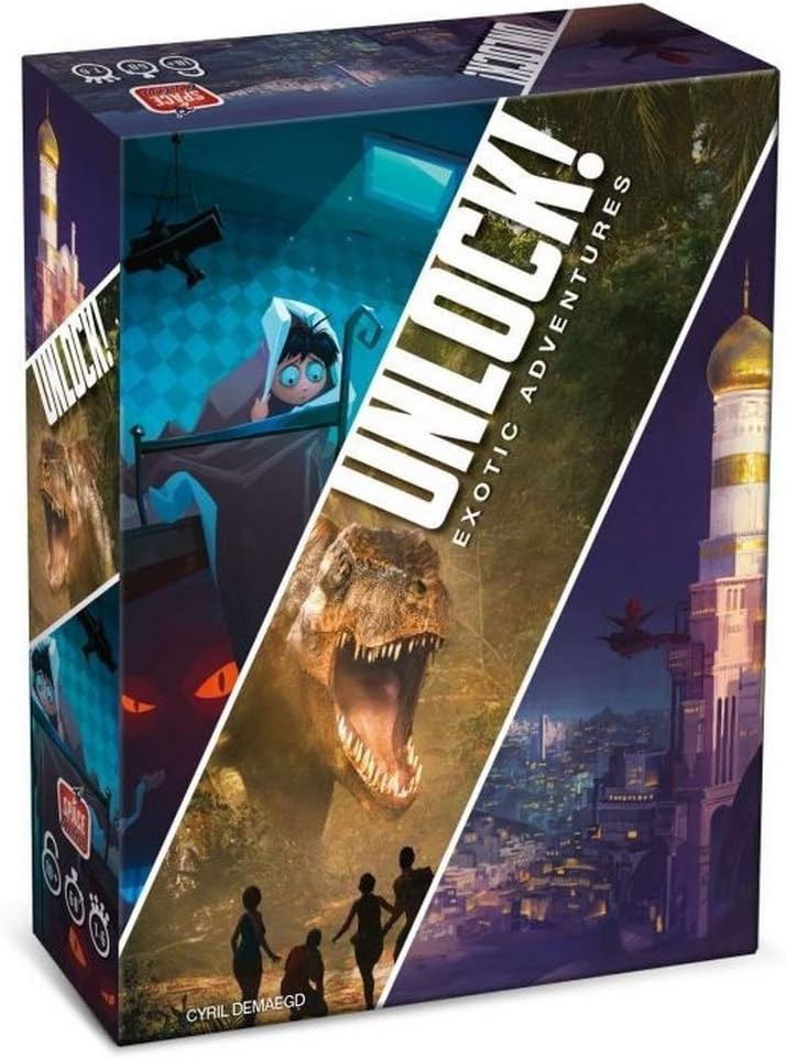 Asmodee Unlock! Exotic Adventures, Brettspiel mit App, Escape Room, 1-6 Spieler, 10+ Jahre, italieni