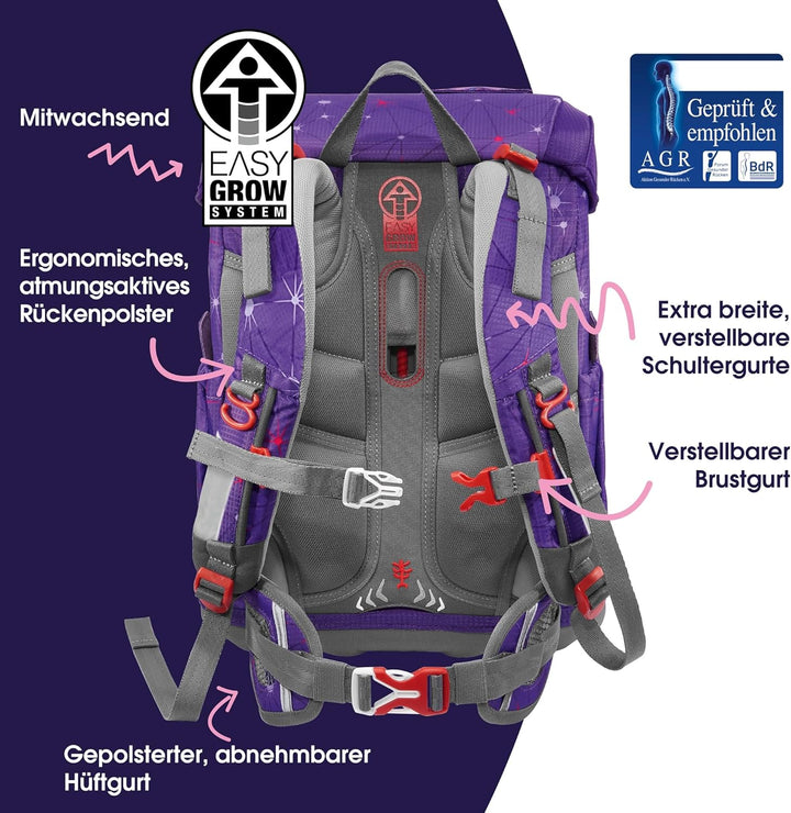 Step by Step Schulranzen-Set Cloud Dreamy Pegasus Shadow, 5-teilig, lila, Pegasus, ergonomischer Tor