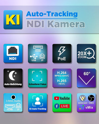FoMaKo 20x NDI PTZ Kamera Bundle/Kit (2X KN20A Kamera & 1x KC608 Pro PTZ Controller) für Gottesdiens