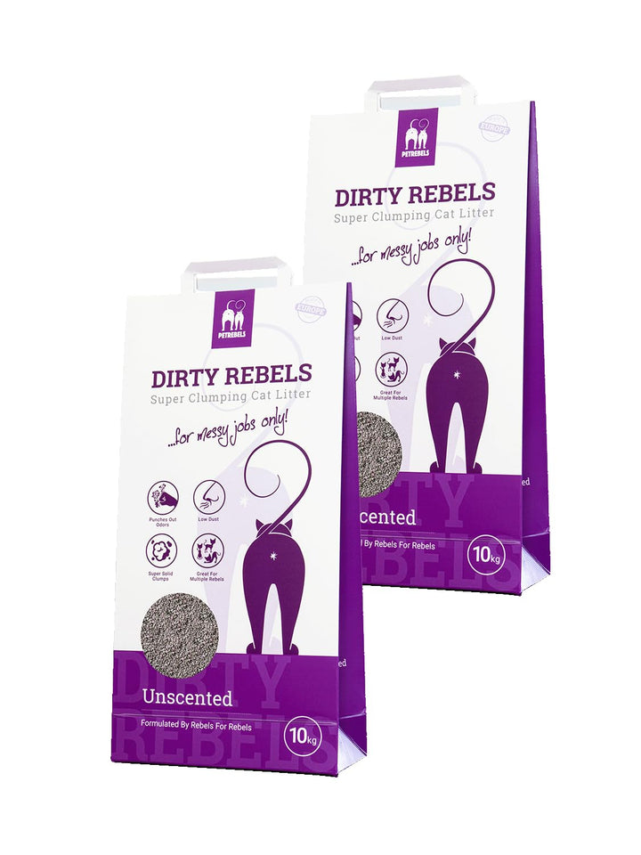 Petrebels Katzenstreu Dirty Rebels, 2X 10 Liter, ohne Duft/Duftneutral, 100% Natürlich, 2er-Pack Unp