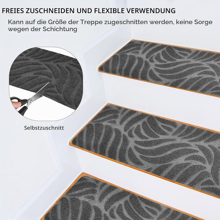 StufenmattenSelbstklebend 76x20 cm Treppenstufen Matten, 15 Stück Rutschschutz Treppenteppich für Ho