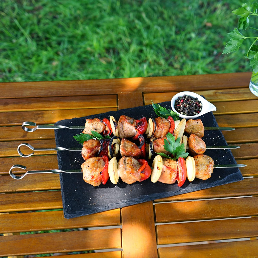 grillart® Premium Schaschlickspiesse aus Edelstahl mit Gestell – Hochwertige Grillspiesse für den Gr